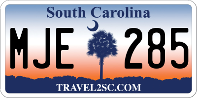 SC license plate MJE285