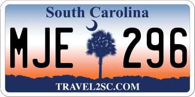 SC license plate MJE296