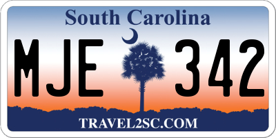 SC license plate MJE342