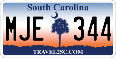 SC license plate MJE344