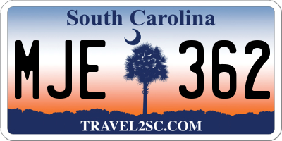 SC license plate MJE362
