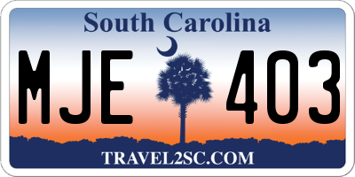 SC license plate MJE403