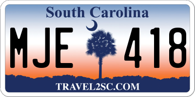 SC license plate MJE418