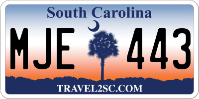 SC license plate MJE443