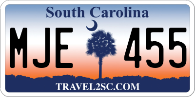 SC license plate MJE455