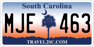 SC license plate MJE463