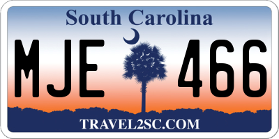 SC license plate MJE466