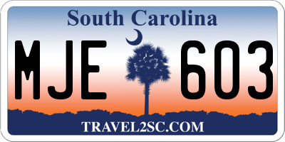 SC license plate MJE603