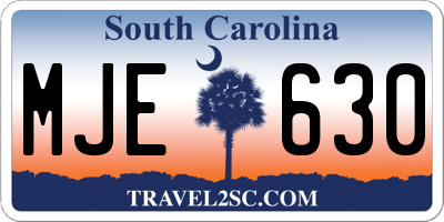 SC license plate MJE630