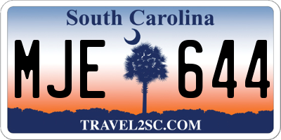 SC license plate MJE644