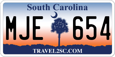 SC license plate MJE654
