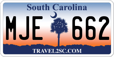SC license plate MJE662