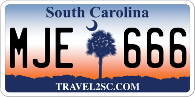 SC license plate MJE666