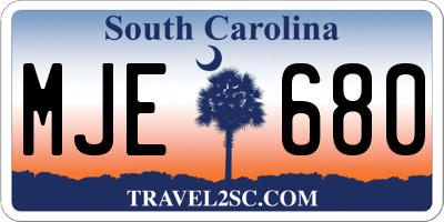 SC license plate MJE680