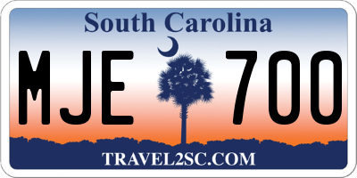 SC license plate MJE700