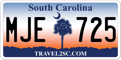 SC license plate MJE725