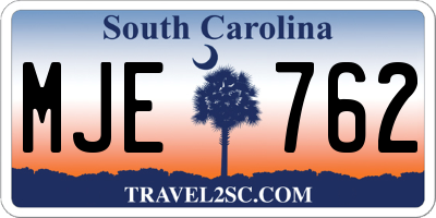 SC license plate MJE762