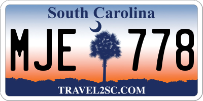 SC license plate MJE778