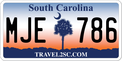 SC license plate MJE786