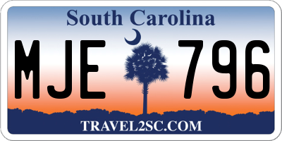SC license plate MJE796