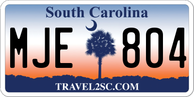 SC license plate MJE804