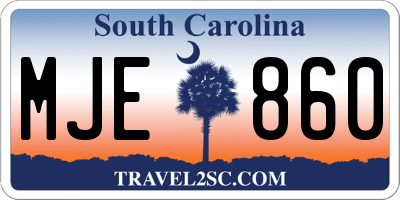 SC license plate MJE860