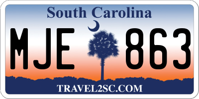 SC license plate MJE863