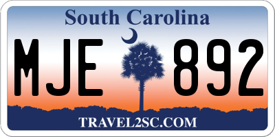 SC license plate MJE892