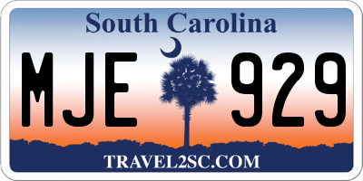SC license plate MJE929