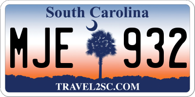 SC license plate MJE932