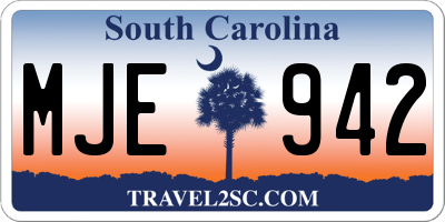 SC license plate MJE942