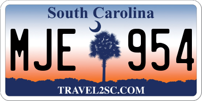 SC license plate MJE954