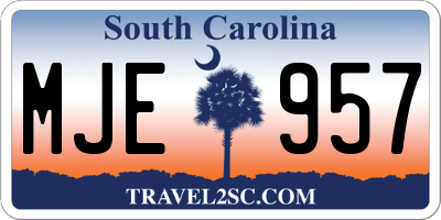 SC license plate MJE957
