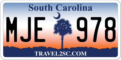 SC license plate MJE978