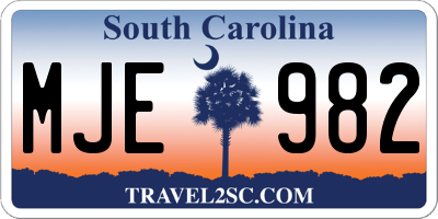 SC license plate MJE982