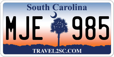 SC license plate MJE985