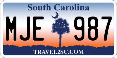 SC license plate MJE987