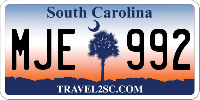 SC license plate MJE992