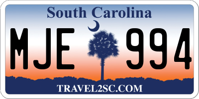 SC license plate MJE994