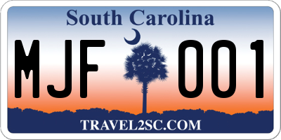 SC license plate MJF001