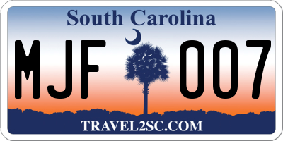 SC license plate MJF007