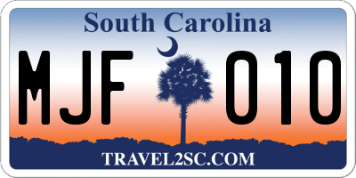 SC license plate MJF010
