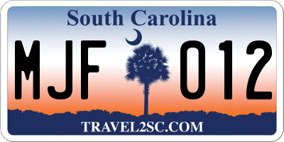 SC license plate MJF012