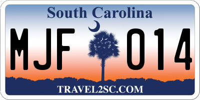 SC license plate MJF014