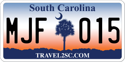 SC license plate MJF015