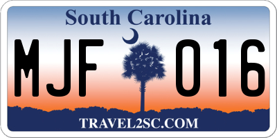 SC license plate MJF016