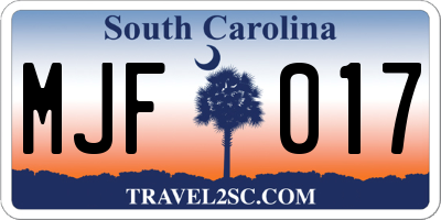 SC license plate MJF017