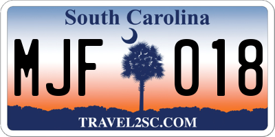 SC license plate MJF018