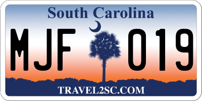 SC license plate MJF019