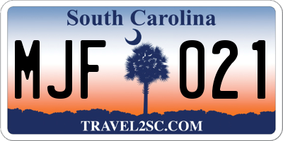 SC license plate MJF021